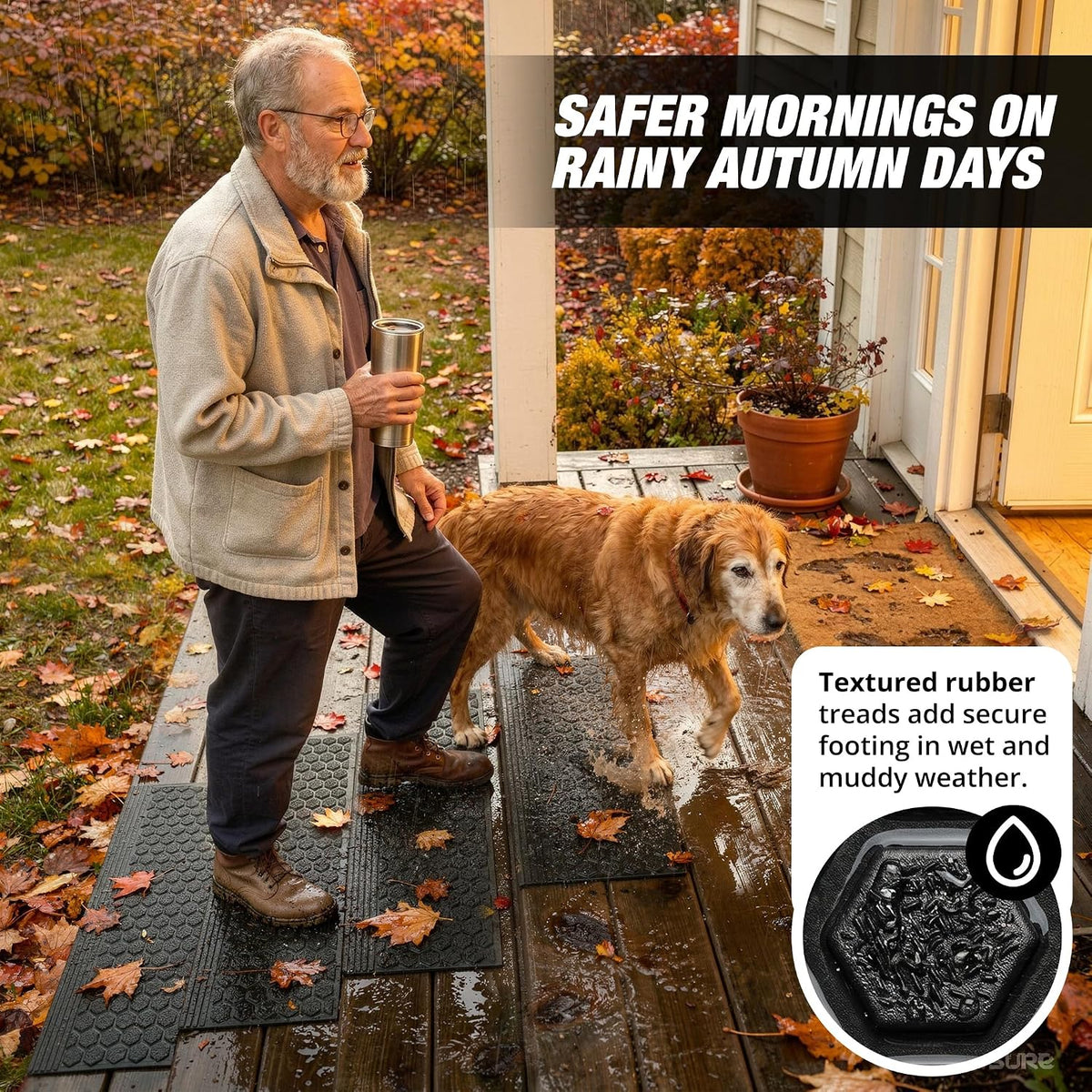 Thunder Grip Heavy-Duty Rubber Stair Treads for Outdoor Thunder Grip