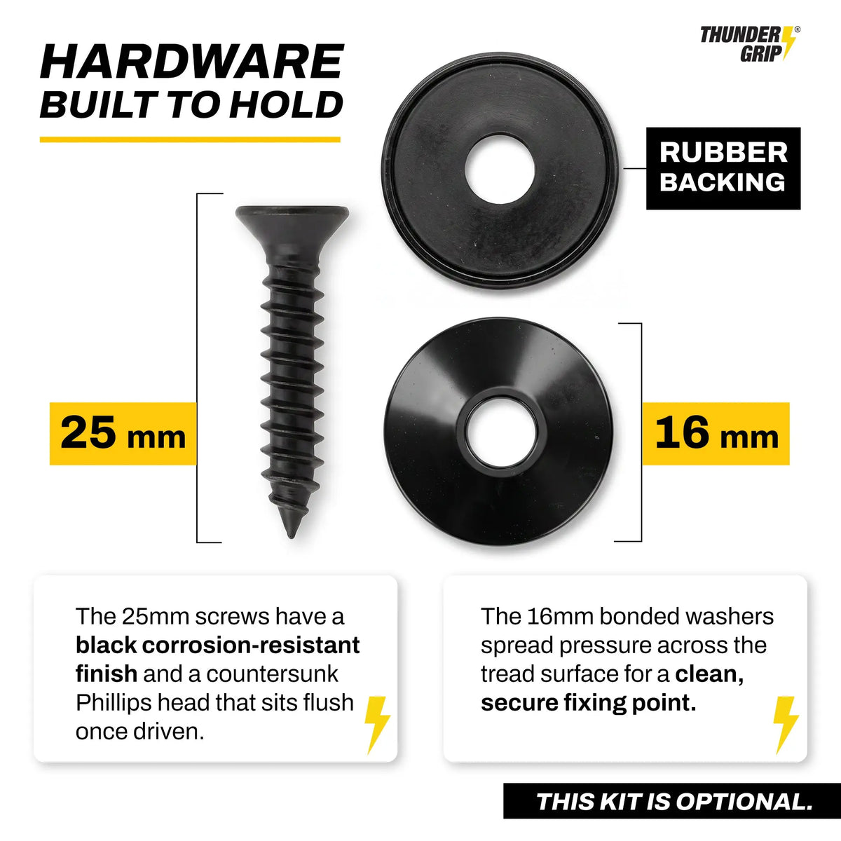 Rubber Treads Fixing Kit for Wooden Stairs Thunder Grip