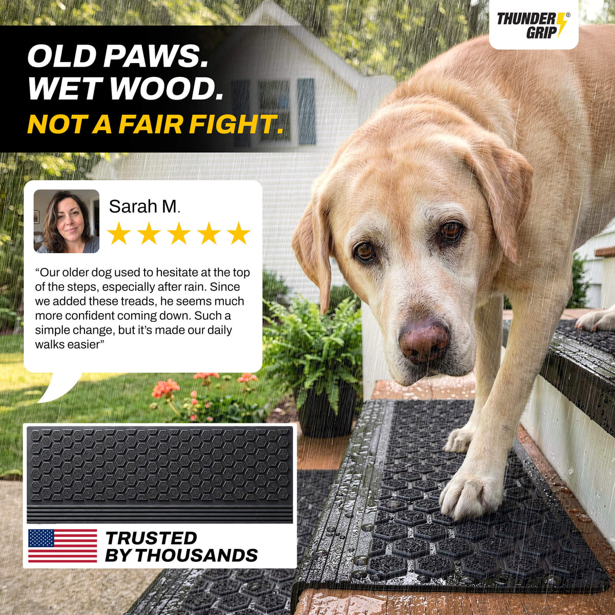 Thunder Grip Heavy-Duty Rubber Stair Treads for Outdoor Thunder Grip
