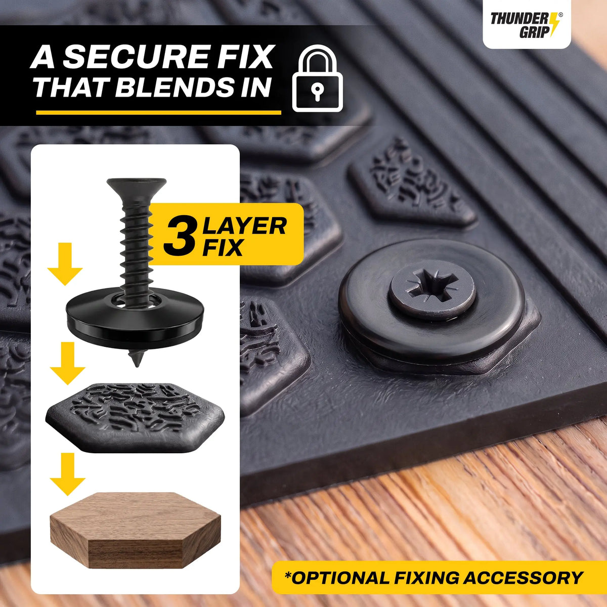Rubber Treads Fixing Kit for Wooden Stairs Thunder Grip