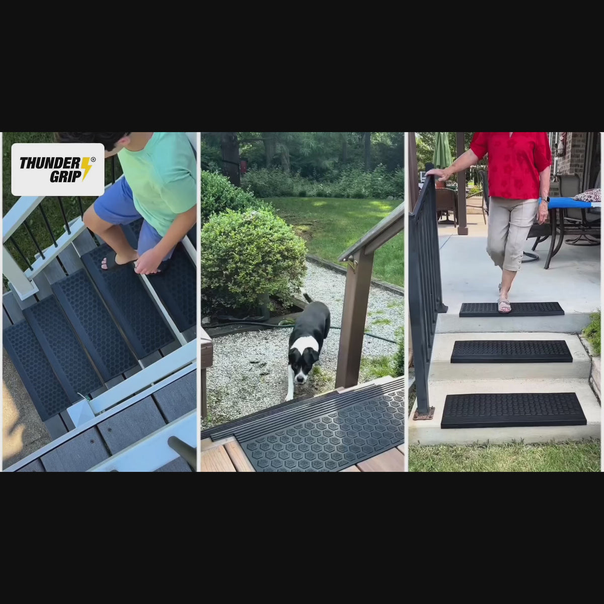 Thunder Grip Heavy-Duty Rubber Stair Treads for Outdoor